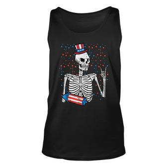 4Th July Rocker Skeleton Patriotic Rock Men Boys Kids N Patriotic Tank Top | Mazezy