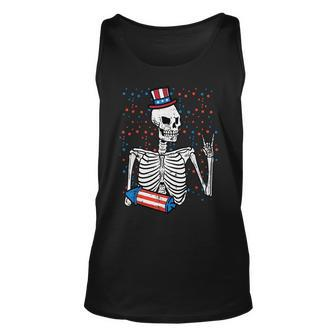 4Th July Rocker Skeleton Patriotic Rock Men Boys Kids N Unisex Tank Top | Mazezy