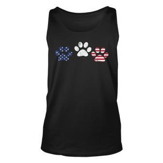 4Th Of July 2021 Independence Day Red White Blue Paw Print Unisex Tank Top | Mazezy