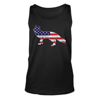 4Th Of July Coyote Graphic Patriotic Usa American Flag Unisex Tank Top - Monsterry