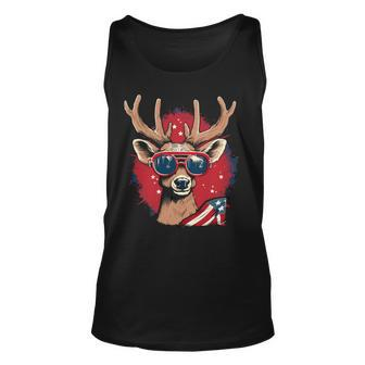 4Th Of July Deer Graphic Unisex Tank Top - Monsterry