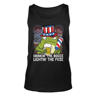 4Th Of July Drinkin The Booze Lightin The Fuze Frog Beer Unisex Tank Top - Monsterry