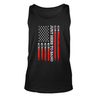 4Th Of July Fireworks With Usa Flag And Just Here To Bang Unisex Tank Top - Monsterry AU