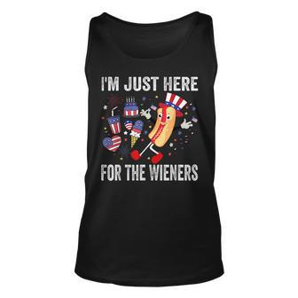 4Th Of July Im Just Here For The Wieners Funny Hot Dog Unisex Tank Top | Mazezy