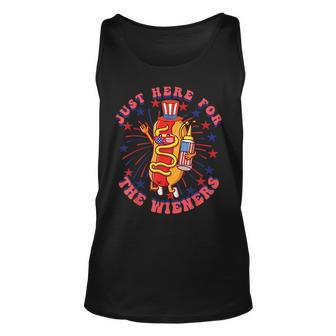 4Th Of July Im Just Here For The Wieners Hot Dogs Funny Unisex Tank Top - Monsterry AU