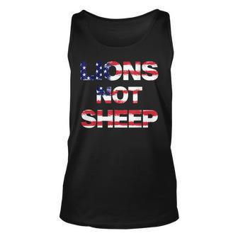 4Th Of July Lions Not Sheep Vintage American Patriot Flag Unisex Tank Top | Mazezy