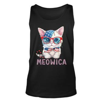 4Th Of July Meowicas Patriotic Graphic For Cat Lovers Unisex Tank Top | Mazezy