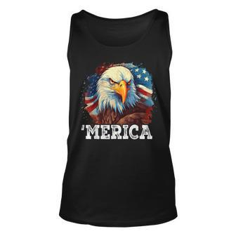 4Th Of July Merica Bald Eagle Usa Patriotic American Flag Unisex Tank Top | Mazezy