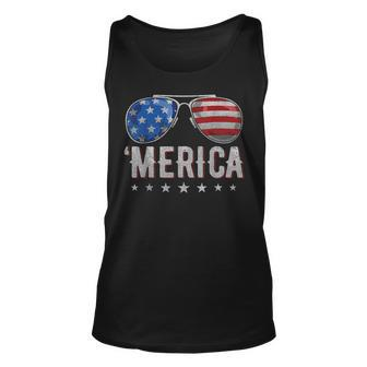 4Th Of July Merica Sunglasses American Flag Men Boys Fourth Unisex Tank Top - Seseable