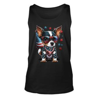 4Th Of July Patriotic Toy Fox Terrier Dog Us Flag Unisex Tank Top - Monsterry AU
