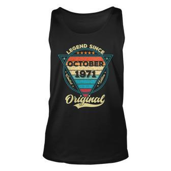 52Th Birthday Legend Since October 1971 52 Years Old Tank Top | Mazezy
