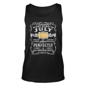 53Th Birthday Decorations Legends Were Born In July 1968 Unisex Tank Top | Mazezy