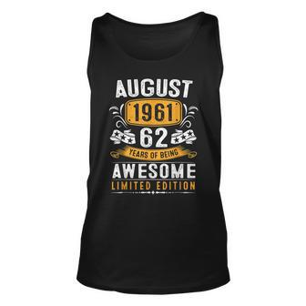 62 Years Old Retro Decoration August 1961 62Nd Birthday August Tank Top | Mazezy