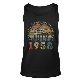 65 Year Old Awesome Since July 1958 65Th Birthday Unisex Tank Top | Mazezy