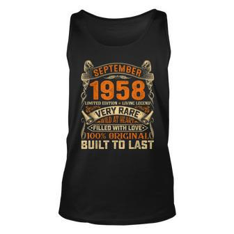 65 Year Old Born In September 1958 Retro 65Th Birthday Tank Top | Mazezy