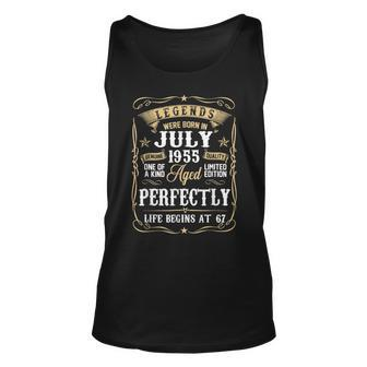 67Th Birthday Legends Were Born In July 1955 67 Years Old Unisex Tank Top | Mazezy