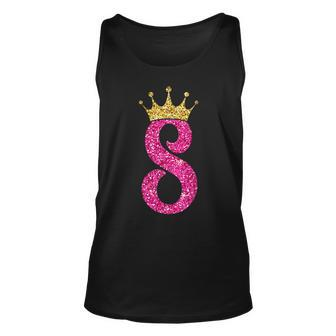 8 Year Old Gifts 8Th Birthday Girl Golden Crown Party Unisex Tank Top | Mazezy