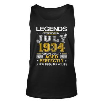 85Th Birthday Gift Legends Born In 1934 July Unisex Tank Top | Mazezy