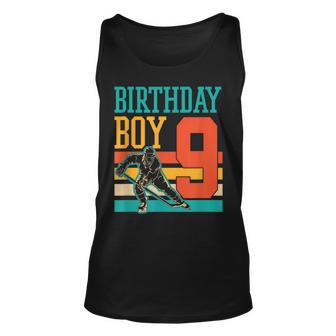 9 Year Old Ice Hockey Themed 9Th Birthday Party Supply Unisex Tank Top - Seseable