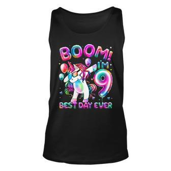 9 Years Old Dabbing Unicorn Gifts 9Th Birthday Girl Party Unisex Tank Top - Seseable