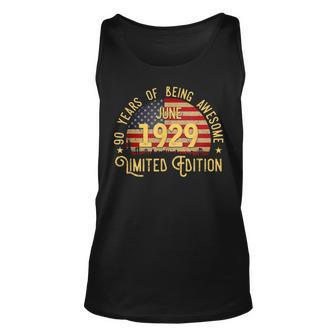 90Th Birthday Gifts June 1929 Limited Edition Unisex Tank Top | Mazezy