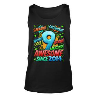 9Th Birthday Comic Style Awesome Since 2014 9 Year Old Boy Unisex Tank Top - Seseable