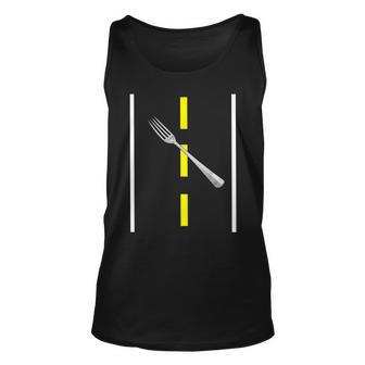 A Fork In The Road Funny Pun Halloween Costume Gift For Women Unisex Tank Top - Thegiftio UK