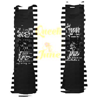 A Queen Was Born In June Black Girl Birthday Afro Woman Unisex Tank Top | Mazezy