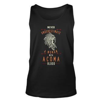 Acoma Native American Indian Woman Never Underestimate Unisex Tank Top - Seseable