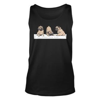 Adorable Beige Pug Puppies On Pink Unisex Tank Top - Monsterry AU