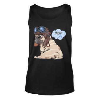 Adorable Beige Puppy Pug In Pilot He Unisex Tank Top - Monsterry AU