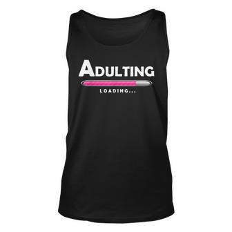 Adulting Adulting Funny Loading Gifts Unisex Tank Top | Mazezy