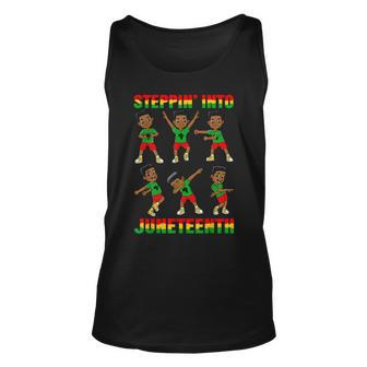 African American Boys Kids Stepping Into Junenth 1865 Unisex Tank Top | Mazezy