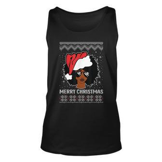 African American Woman Ugly Christmas Sweater Pajama Tank Top | Mazezy