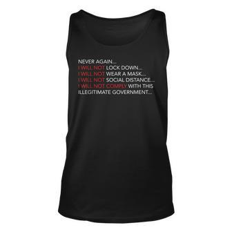 Never Again I Will Not Comply Can't Believe This Government Tank Top | Mazezy