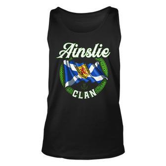 Ainslie Clan Scottish Last Name Scotland Flag Last Name Tank Top | Mazezy
