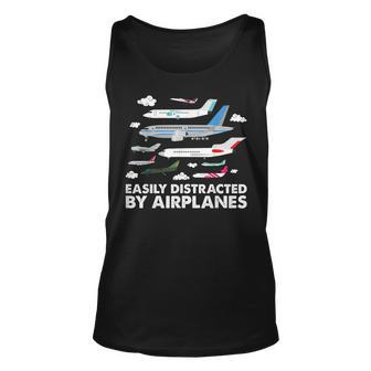 Aircraft Easily Distracted By Airplanes Pilot Aviator Unisex Tank Top | Mazezy UK