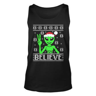 Alien Believe Ugly Christmas Sweater Tank Top | Mazezy