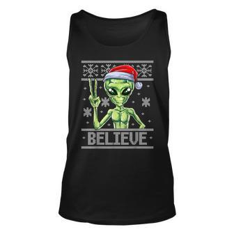 Alien Believe Ugly Christmas Sweaters Tank Top - Monsterry