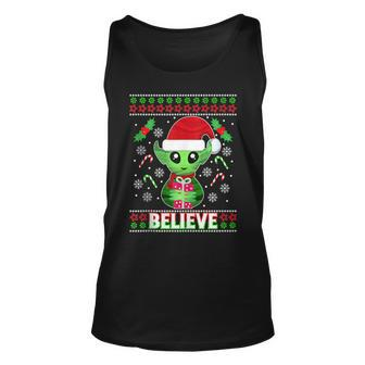 Alien Elf Ugly Christmas Sweater Tank Top - Monsterry