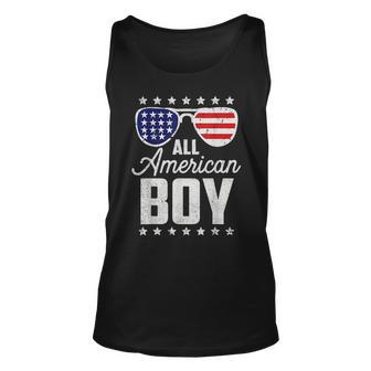 All American Boy 4Th Of July Sunglasses Usa Flag Boys Kids Unisex Tank Top | Mazezy