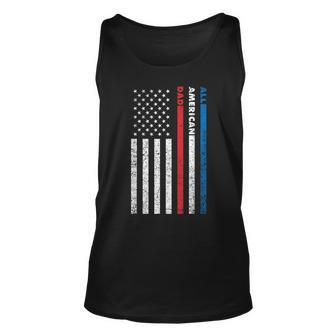 All-American Dad Patriotic Usa Flag Fathers Day Gift Unisex Tank Top - Seseable