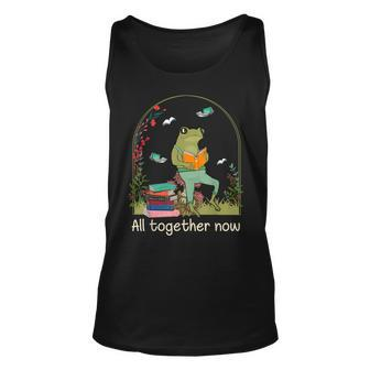All Together Now Summer Reading 2023 Cute Frog Reading Unisex Tank Top | Mazezy