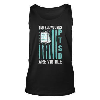 All Wounds Are Visible Ptsd Usa Flag Ptsd Awareness Flag Unisex Tank Top | Mazezy