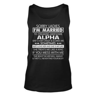 Alpha Name Gift Im Married To Freaking Awesome Alpha Unisex Tank Top - Seseable