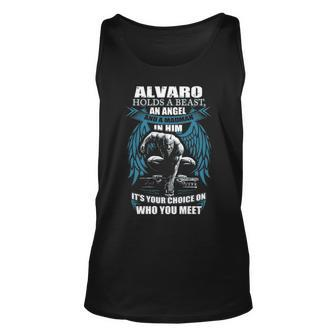 Alvaro Name Gift Alvaro And A Mad Man In Him V2 Unisex Tank Top - Seseable
