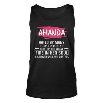 Amanda Name Gift Amanda Hated By Many Loved By Plenty Heart Her Sleeve Unisex Tank Top - Seseable