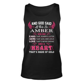 Amber Name Gift And God Said Let There Be Amber V3 Unisex Tank Top - Seseable