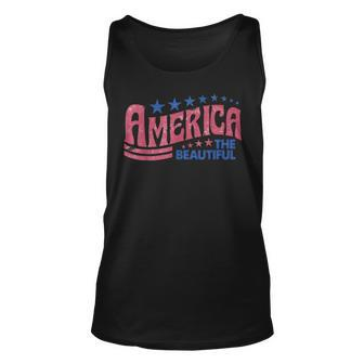 America The Beautiful Retro Vintage American 4Th Of July Unisex Tank Top | Mazezy