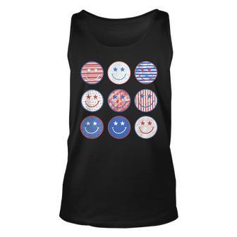 America Vibes Cute Smile Face Usa American Flag 4Th Of July Unisex Tank Top - Seseable